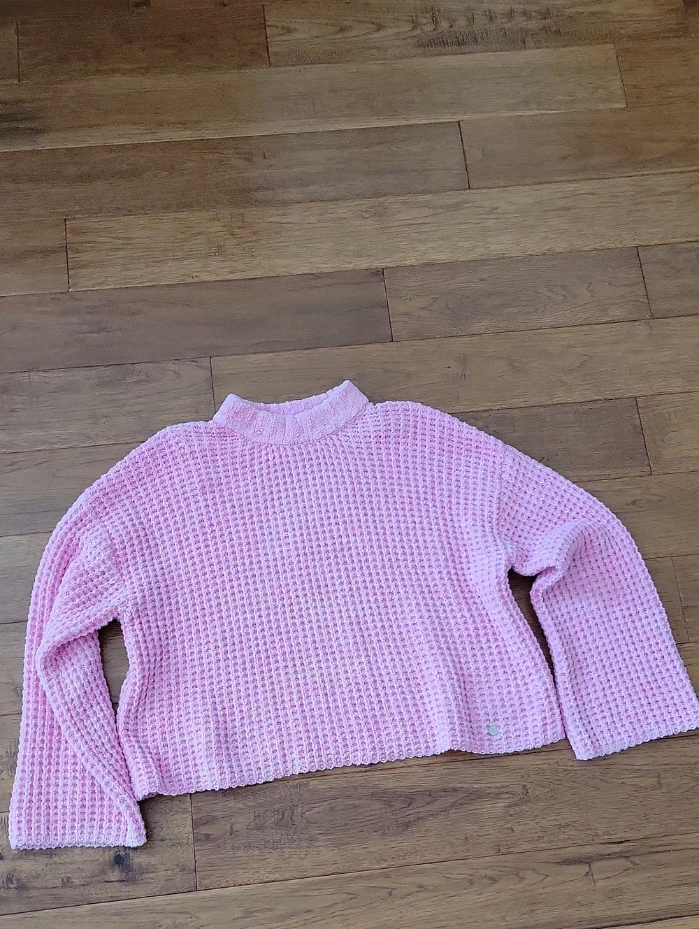 Girls Justice Pink Waffle Knit Sweater Size XL Plus (16P/18P)